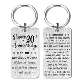 HYHYDHP 20th Anniversary Keychain Gifts for Wife, Happy 20 Year Wedding Anniversary Ideas for Her Women