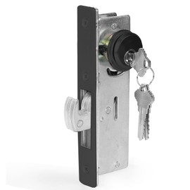 Commercial Door Lock with Deadbolt ，Storefront Mortice Hook Door Lock，Swing Deadbolt & Cylinder Combo, with Key for Aluminum/Zinc Alloy Shop Doors,Black 1-1/8" Backset