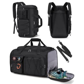 SDYSM Maleta Deportiva Hombre 45L Mochila Gym | Negro 2 en 1 Mochila Con Compartimento de Zapatos