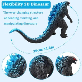 MIFKLMV God-zi-lla Dinosaur Movie Toho Series Monster Series Burning God-zi-lla Dinosaur Action Collectible Figure Toy Hand-made Model Ornaments-blue