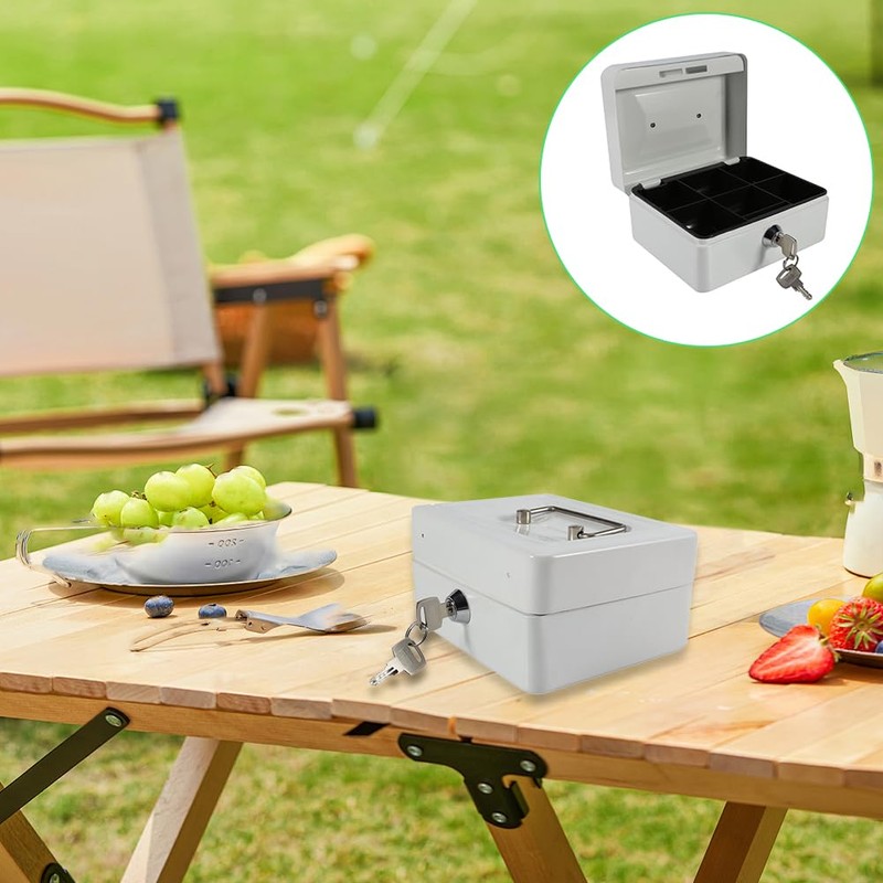 Mini Portable Safe Box, Steel Petty Lockable Money Box with