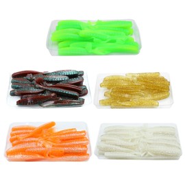FONGKNOX 100 Pcs Soft Fishing Lures Set Soft Plastic Lures 5 Colour Mixed 20 Pieces Each Colour Light Reflection Plastic Fishing Bait Paddle Tail Swimbait Odourless Soft Lure Saltwater Freshwater