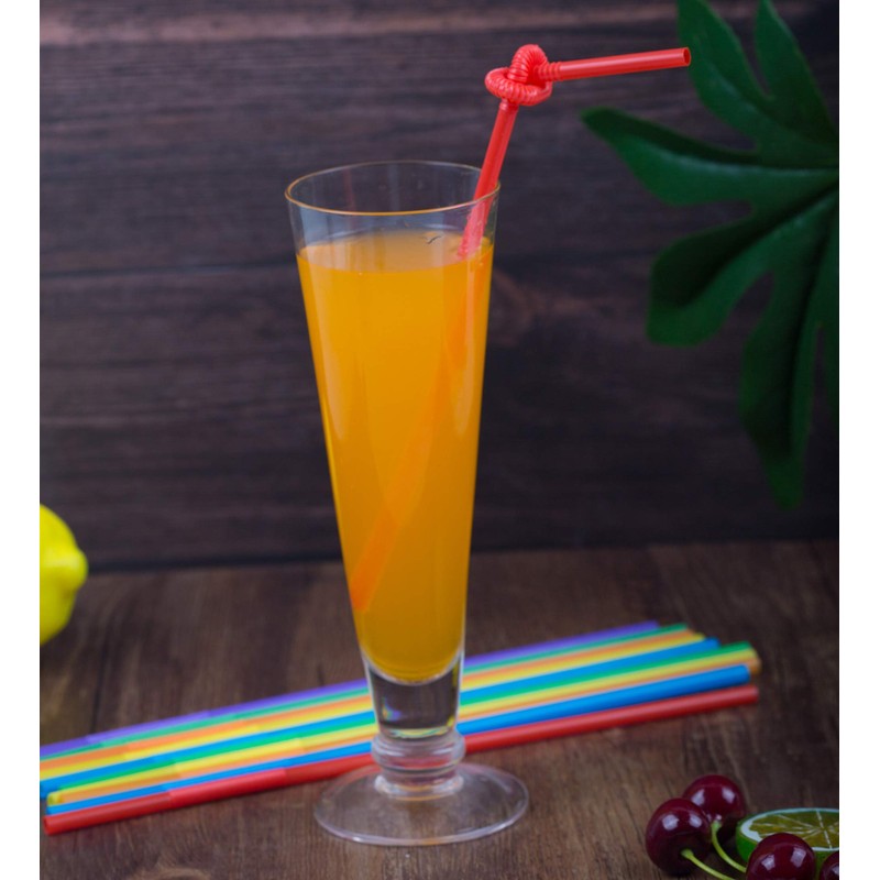 100 Pcs Colorful Flexible Plastic Straws, Disposable Bendy Straws, 10.2"