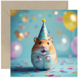 Cute Animal Happy Birthday Cards for Family and Friends - Gifts for Them - Sweet Hamster Birthday Greeting Cards for Her - Animal Photo Birthday Card for Sister Friend Mum Colleague