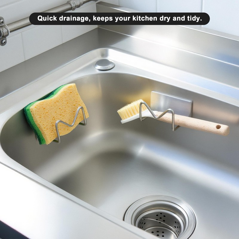 Luckyiren 2-Pack Stainless Steel Sponge Holder, Kitchen Sink Caddy Organizer,