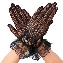 simarro 1 Pair Women's Lace Gloves, Elegant Short Gloves, Women's Lace Gloves, Gloves for Wedding Party and Tea Party, Prom, Evening Gloves Accessories, black