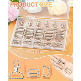 FIVEIZERO 90Pcs Swivel Snap Hooks Kit, D Rings for Purse and Slide Buckles, Swivel Hook, Purse Hardware for Bag Making, Swivel Clasp, Lanyard Clips, Keychain Clasps for Keychain Crafts (25mm)