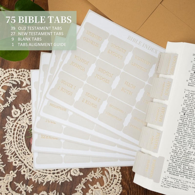 JIXZEN Bible Tabs for Women and Men, 75 Laminated Index