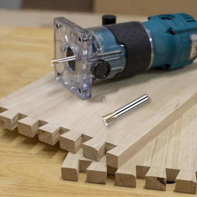HUHAO Dovetail Router Bit 1/4" Shank 3/8" Dia Carbide Half-Blind
