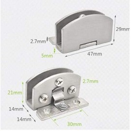 QIAO [4 pcs]] Cabinet Glass Door Hinge Bathroom Clip Frameless Glass Door Cabinet Display Cabinet Cabinet Clip 90 Degree Hinge (Silver)