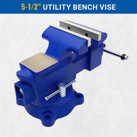 Yost Vises 455 Combination Vise | 5.5 Inch Jaw Width Heavy-Duty Utility Pipe and Bench Vise |Secure Grip with Swivel Base| Made with Cast Iron and Steel U Channel Bar | Blue