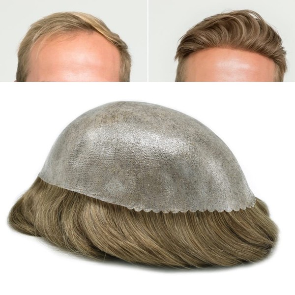 RESHE Toupee For Men Human Hair PU Skin Hair Replcement