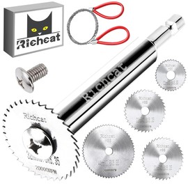 Richcat PVC Pipe Inside Cutter(4Pcs Saw Blades) with 1/4" Hex Shank,Plumbing Internal Plastic ABS Pipe Cutter,22/32/32/44Diameter, with Wire Saw for Indoor Outdoor Pipe Improvement
