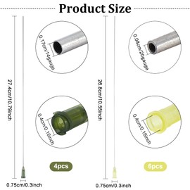 BENECREAT 10Pcs 10inch Blunt Tip Dispensing Needles with Luer Lock, 14/20 Gauge Stainless Steel Long Needles for Adhesive Glue Dispensing, Craft Work