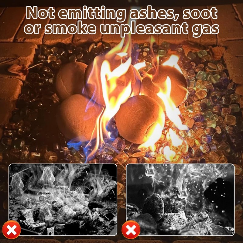 Ceramic Fire Balls for Fire Pit & Outdoor Fireplace (Beige,
