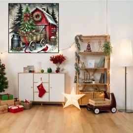 CSZPPQAF 5D Diamond Painting Kits for Adults, Christmas Tree House Snow Scene Diamond Art Kits for Adults Beginner, DIY Full Drill Diamond Dots Gem Art for Home Decor 13.7x13.7 Inch