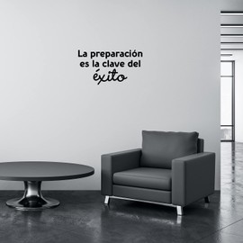 Vinyl Wall Art Decal - La Preparación ES La Clave Del Exito/Preparation is The Key to Success - 13.6" x 25" - Motivating Positive Spanish Quote Sticker for Home School Office Decor (Black)