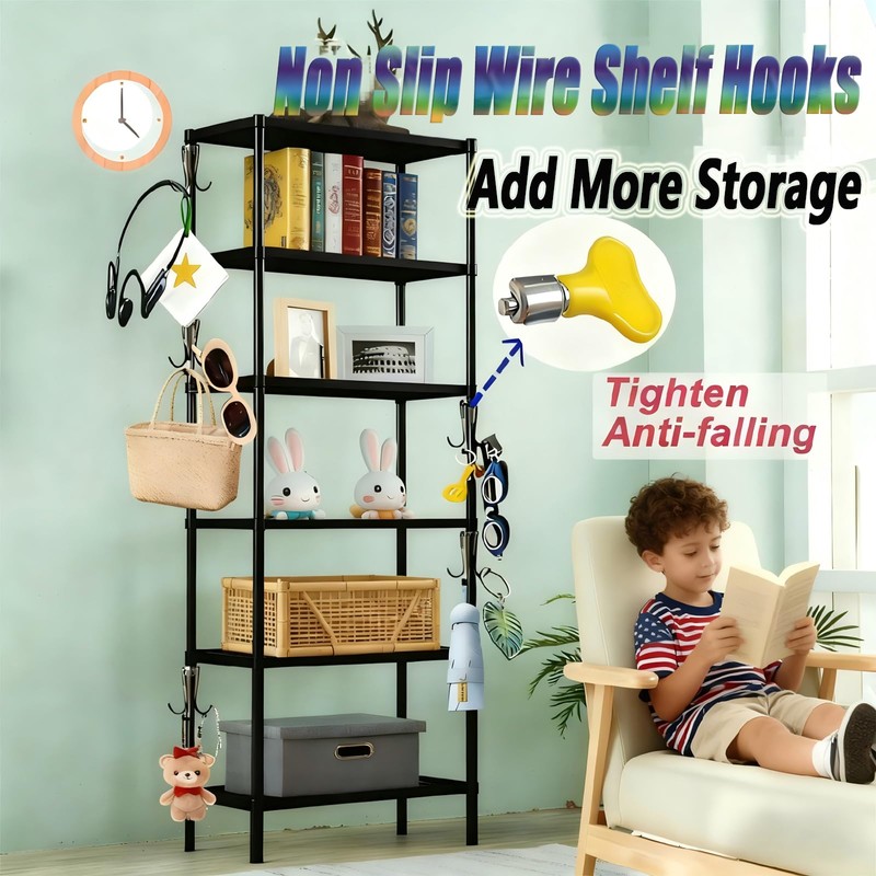 Crhexpva 20 Pack Wire Shelf Hooks, Hanging for Metal or