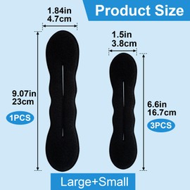 Lekgavd 4 PCS Hair Bun Maker, 2 Sizes Sponge Hair Updo Shaper for Women, Classic Lazy Hair Curler Clip Ties, Hair Styling Accessories for Long, Curly, Straight Hair - Black