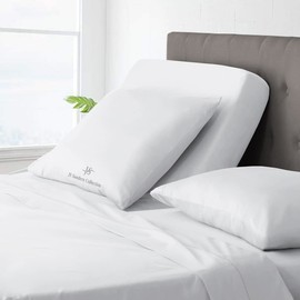 Top Split King Sheets Sets for Adjustable beds, Half Split King Sheet Sets for Adjustable beds 18" deep Pocket, 34" Split Top Sheets 1000 TC 100% Cotton (Half Split Fitted) White