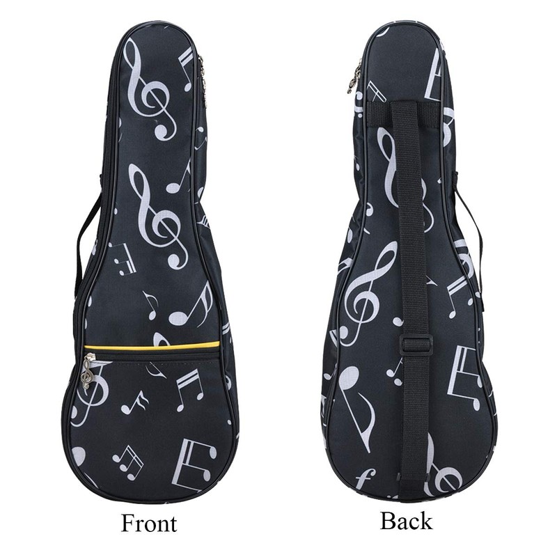 HilerPunk Musical Note Pattern Concert Ukulele Bag,Case,23Inch 600D Waterproof Oxford