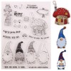 Merry Christmas Happy New Year Gnome Giftbox Clear Stamps for