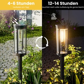 Solar Lights for Outdoor Garden, 2 Pieces Solar Garden Lights with Warm White Tungsten Light, IP65 Waterproof Solar Light for Garden, Patio, Path, Lawn Solar Lanterns, Outdoor, Solar Path Light, Warm