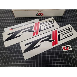 ZR2 Racing Decals Bedside Hash Stripe Fender Stickers (2) 12.5" Colorado Silverado 2015-2022 Select Colors: (Gloss Black & Red)