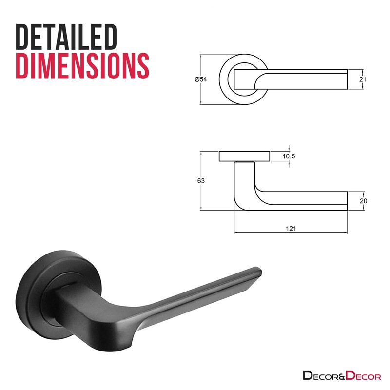 Decoranddecor Mirage Matt Black Internal Door Handles Lever On Rose