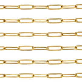 Julie Wang 2 Meters Gold Stainless Steel Paperclip Chain for Bulk Jewelry Making Soldered Cable Necklace Bracelet Chain DIY Accessories