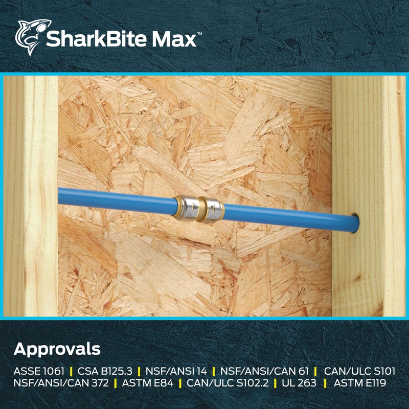 SharkBite Max 3/4 Inch Coupling, Push to Connect Brass Plumbing