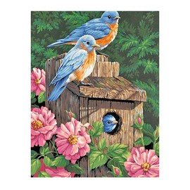 DCIDBEI 30 x 40 cm 5D Diamond Painting Blue Bird Diamond Embroidery Bird Cage Round Diamond Painting Pictures Landscape Flower Creative Hobby Adult Decoration Living Room Office