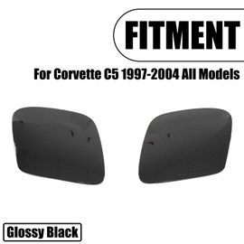 PFRREOR 2PCS Headlight Cover for Corvette C5 1997-2004 Factory Style OE Replacement Part ABS Plastic Driver Side Passenger Side (Glossy Black)