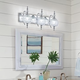 TLOLGT Modern Crystal Bathroom Vanity Lights Fixtures Over Mirror Chrome 3 Light Vanity Lights for Bathroom Bedroom Sconces Wall Lights Fixtures