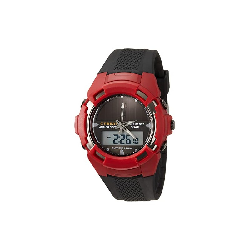 Sun Flame BCY02-RE Cybeat Wristwatch, Men's Black, red