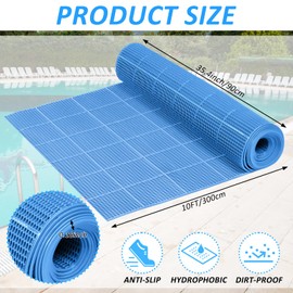 3 x 10FT Drainage Pool Flooring Mats PVC Splash Matting Non Slip Swimming Pool Mat Mesh Hollow Door Mat Roll for Outdoor Indoor Garage Restaurant Sauna SPA Heavy Duty Commercial Anti Slip Floor Mat
