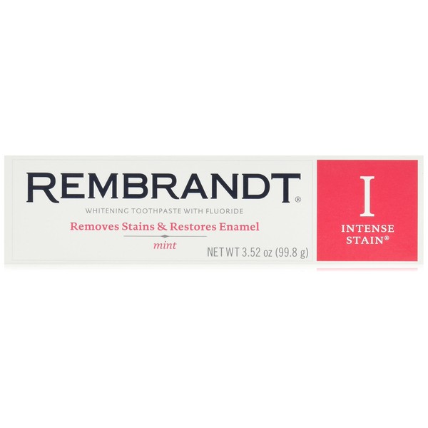 Rembrandt Intense Stain Whitening Toothpaste with Fluoride, Mint, 3.52 Fluid Ounce (Pack of 6)