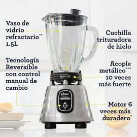 Classic blender Oster reversible chrome glass jar BLSTBESTE013