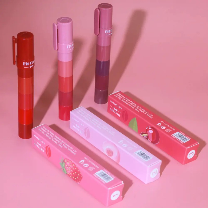 Set De Labiales Mate 5 Tonos, Duraderos Y Fáciles De