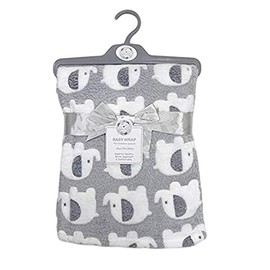 KAV Organic Cotton Baby Blanket Layered Wrap - 75x100 cm Supersoft Elephant Print Gift Set for Newborn Babies Girl/Boy, Infant (Grey - Pack of 1)
