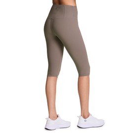 RBX Active Women's Cropped Capri Legging, 15" Inseam Buttery Soft Squat Proof Training Capri Neutral Yoga Tights Fossil Taup