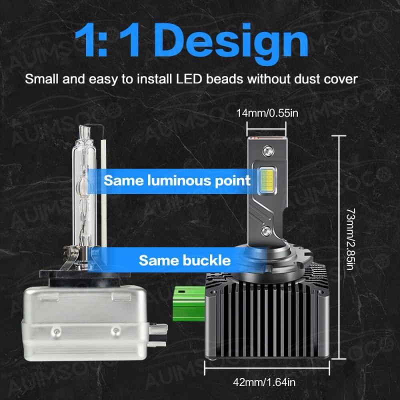 AUIMSOCO 2pcs D3S D3R LED Headlight Bulbs 120W 6000K Super