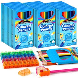 V-Opitos 432 Count Colored Pencils Bulk, 36 Pack 12 Assorted Colors with Sharpener, Pre-sharpened Coloring Pencils for Kids, Ideal School Classroom Supplies