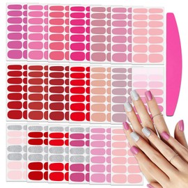 SILPECWEE 20 Sheets Nail Wraps for Women Red Pink Style Nail Polish Strips Solid Color Nail Polish Stickers Gel Nail Strips Self Adhesive Fingernail Stickers Nail Art with 1pc Nail File