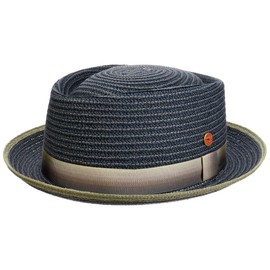 Mayser Andy Pork Pie Straw Hat Summer Hat Sun Hat Porkpie Pork Pie Hat Beach Hat Men - Made in the EU with Grosgrain Ribbon Spring Summer, blue