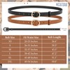 WERFORU 2 Pack Women's Skinny Leather Belt with Gold Buckle