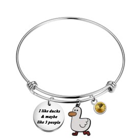 PLITI Funny Duck Gift Duck Lover Gift Duck Owner Gift I Like Ducks And Maybe Like 3 People Pet Duck Bracelet For Women (ducks 3 people bgCA)