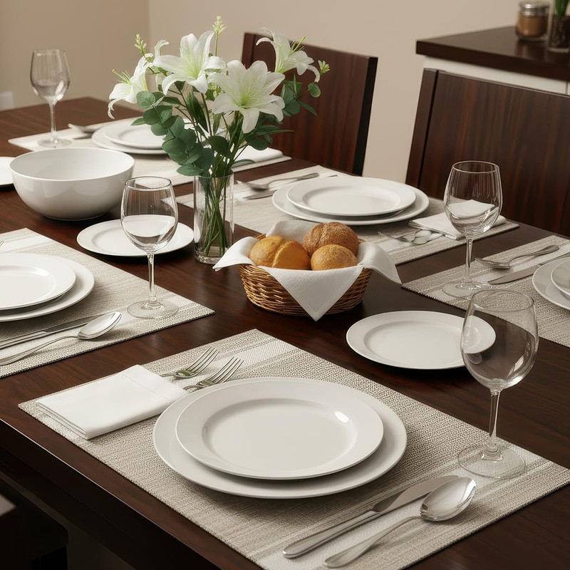 Plastic Woven Place Mats,Non-Slip,Set of 6,Waterproof Wipeable Dining Table Mats