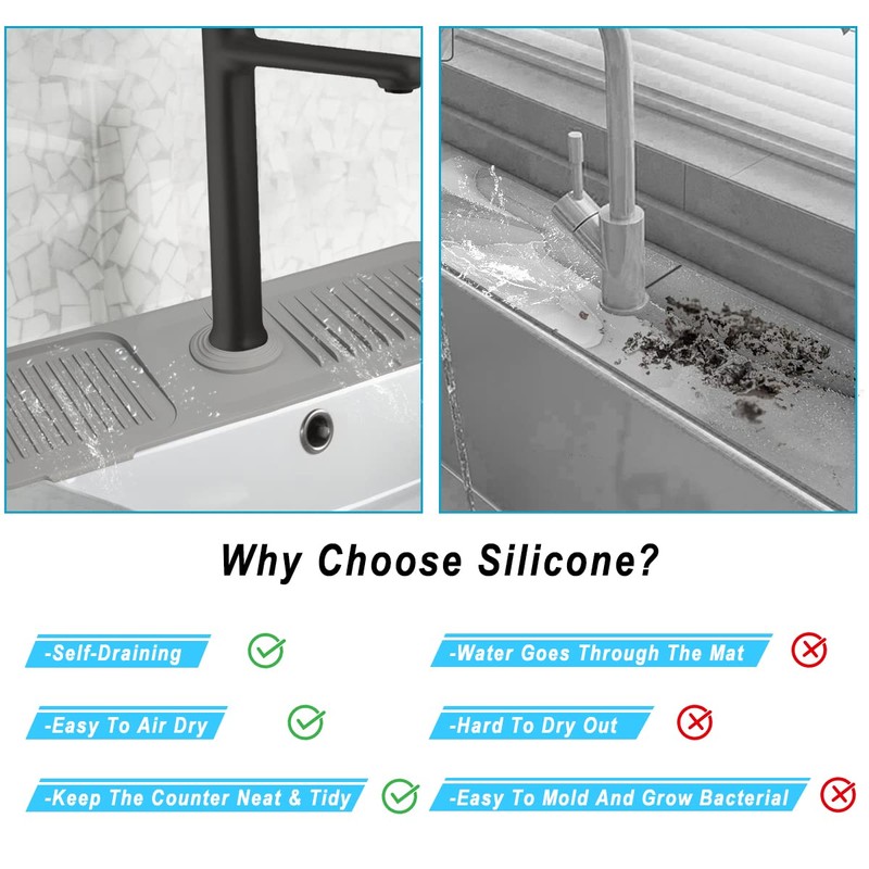 Sink Splash Guard, Silicone Sink Faucet Mat Sink Accessories Faucet