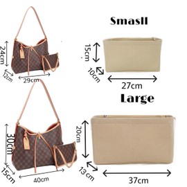 Mausouca Felt Purse Organizer with Zipper, Bag Organizer Insert for Women, Perfect for Tote Bag, Neverfull Tote (Beige, Large)